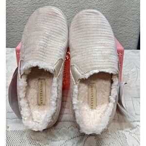 REVITALIGN Women's 7 Apres Oatmeal Shimmer Slipper Beige Pwr-Bridge Orthotic NEW